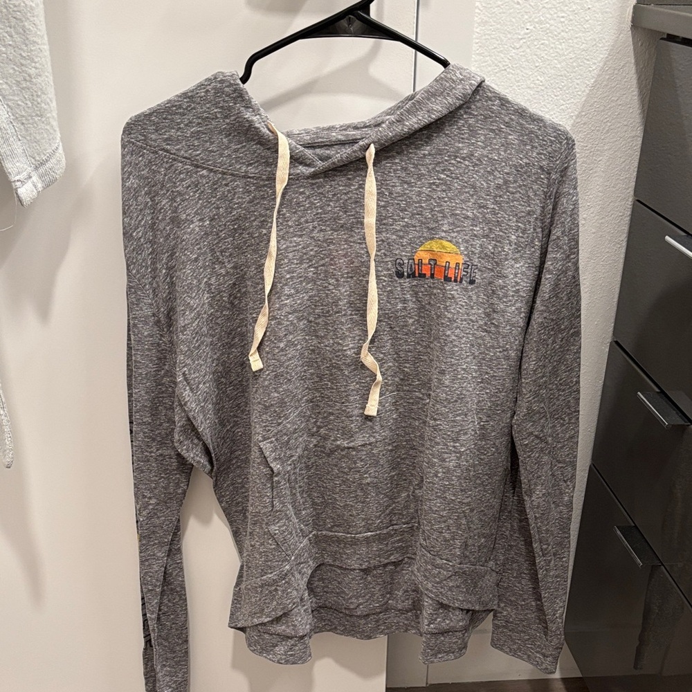 Salt Life Grey Hoodie with Sunset Logo
